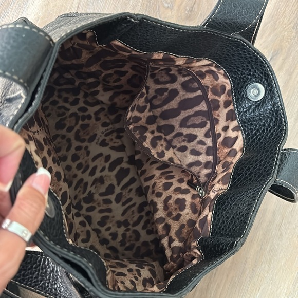 DG LARGE BLACK LEATHER TOTE - Picture 3 of 3